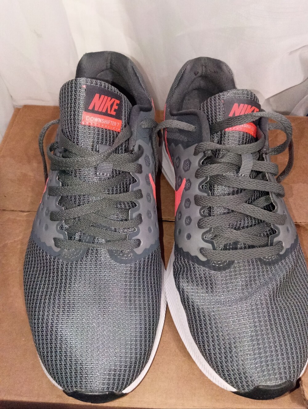 Nike Athletic Running Shoes - Dark Gray with Coral Accents